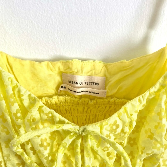 NWOT Urban Outfitters lemon yellow Reina semi-sheer floaty floral maxi dress - Picture 3 of 5